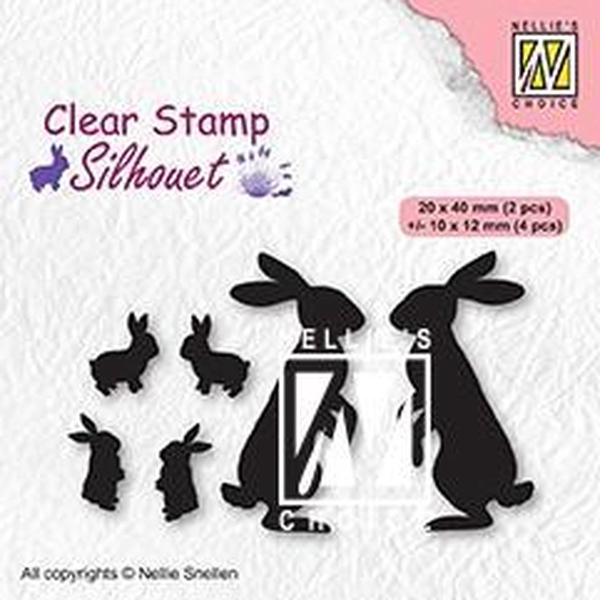 SIL082 Nellie Snellen Clearstamp Silhouette - Rabbits - konijnen - hazenfamilie - stempel konijntjes en haasjes